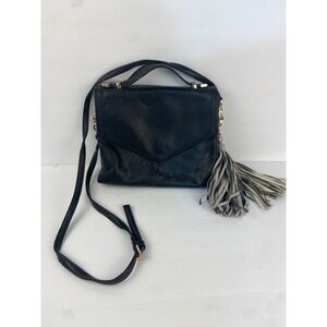 Deux Lux Black Pebbled Vegan Leather Crossbody Bag with Large Tassel Charm